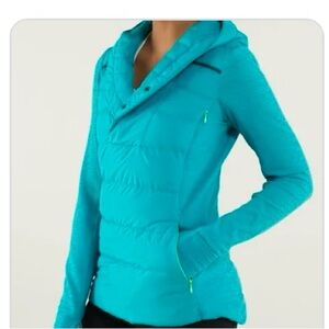 LULULEMON Fluff Off Pullover Jacket Coat Mini Check Pique Heathered Surge Size 8